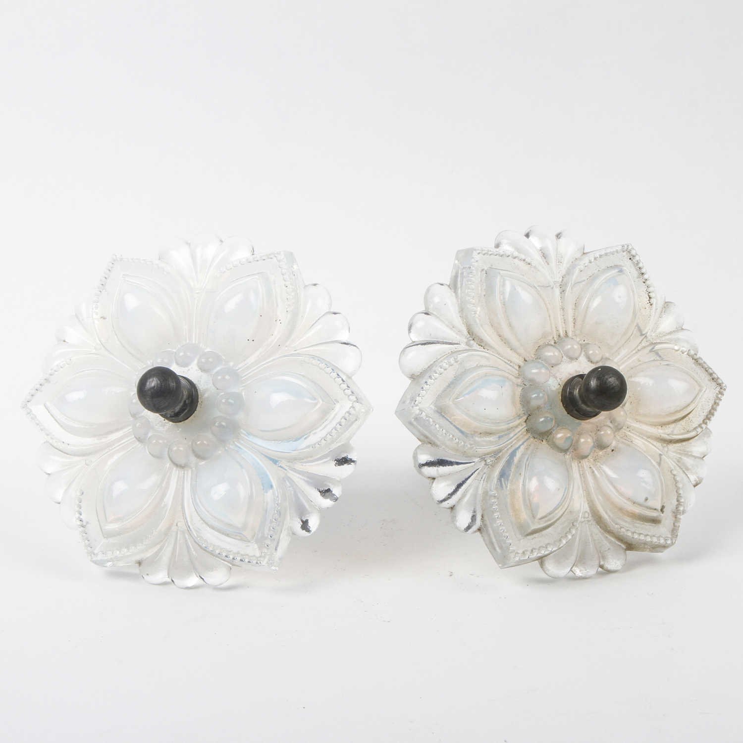 Antique Boston & Sandwich Opalescent Pressed Glass Curtain Tiebacks EBTH